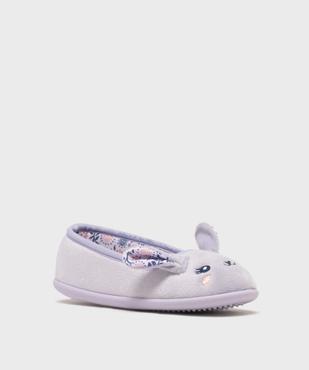 Chaussons ballerines en velours imprimé lapin en relief fille vue2 - GEMO (ENFANT) - GEMO