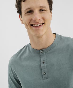 Tee-shirt manches courtes col tunisien en jersey de coton homme vue2 - GEMO 4G HOMME - GEMO