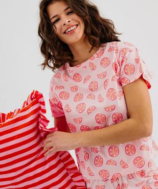 Pyjashort en coton imprimé femme vue2 - GEMO 4G FEMME - GEMO