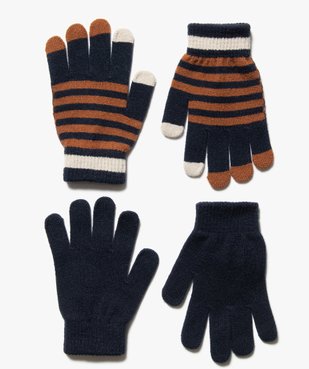 Gants garçon en maille fine (lot de 2 paires) vue1 - GEMO (ENFANT) - GEMO