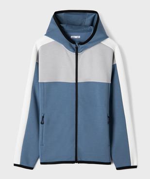 Sweat zippé à capuche en matière douce et extensible garçon vue1 - GEMO (JUNIOR) - GEMO