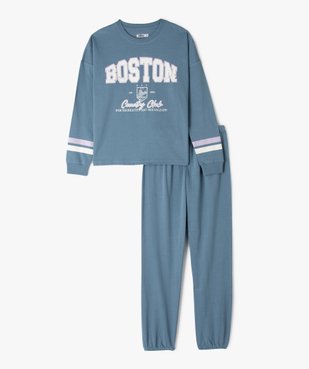 Pyjama en coton inscription Boston fille vue1 - GEMO (JUNIOR) - GEMO