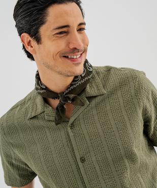 Chemise à manches courtes et col cubain en coton gaufré homme vue2 - GEMO 4G HOMME - GEMO
