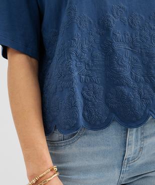 Tee-shirt manches courtes coupe oversize avec finitions dentelées femme vue2 - GEMO 4G FEMME - GEMO