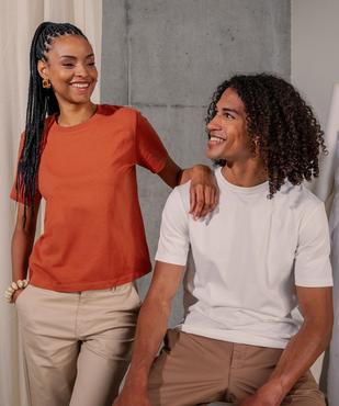 Tee-shirt manches courtes et col rond uni en coton résistant femme vue5 - GEMO(FEMME PAP) - GEMO