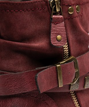 Boots femme zippées à talon carré et semelle crantée col plissé vue7 - EMILIA ROSA - GEMO