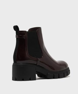 Boots femme vernies à talon carré et semelle crantée dessus verni vue4 - 5 MILES - GEMO