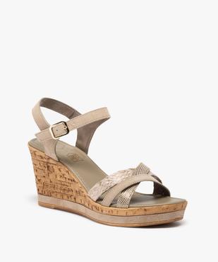Sandales femme à talon compensé et brides cuir - Tanéo  vue2 - TANEO - GEMO