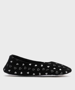 Chaussons ballerines en velours motifs coeurs femme vue1 - GEMO(HOMWR FEM) - GEMO
