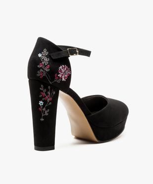 Escarpins brodés à plateforme et talon haut vue4 - GEMO(URBAIN) - GEMO