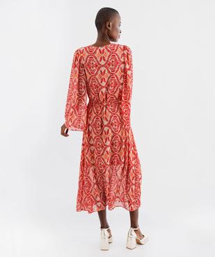 Robe longue imprimée à manches longues femme vue3 - GEMO(FEMME PAP) - GEMO