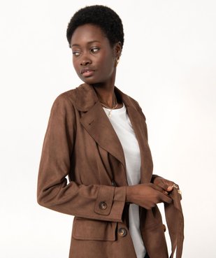 Imperméable long en suédine femme vue2 - GEMO(FEMME PAP) - GEMO