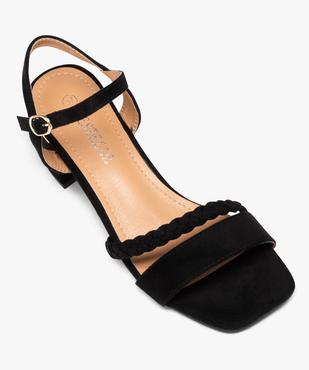 Sandales femme unies en suédine à talon carré vue5 - SANS MARQUE - GEMO
