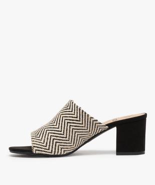Mules femme à talon carré et large bandeau tissé vue3 - GEMO(URBAIN) - GEMO