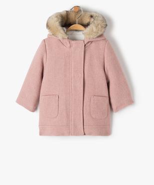 Manteau bébé fille doublé à capuche vue1 - GEMO 4G BEBE - GEMO