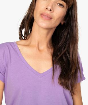 Tee-shirt femme à col V et manches courtes vue2 - GEMO(FEMME PAP) - GEMO