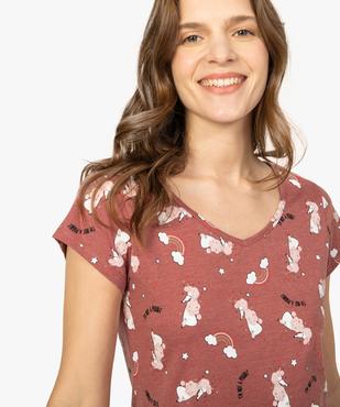 Chemise de nuit imprimée à manches courtes femme à motif all over fantaisie vue2 - GEMO 4G FEMME - GEMO