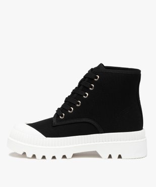 Baskets femme mid-cut en toile unie à semelle crantée vue4 - GEMO (SPORTSWR) - GEMO