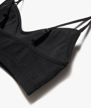 Brassière à fines bretelles en maille côtelée avec mousses amovibles fille vue2 - GEMO 4G FILLE - GEMO