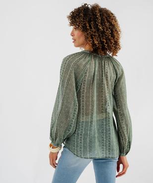 Blouse imprimée en voile avec empiècement froncé femme vue3 - GEMO(FEMME PAP) - GEMO