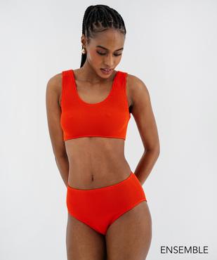 Ensemble de maillot de bain deux pièces orange extensible taille unique pour femme - GEMO