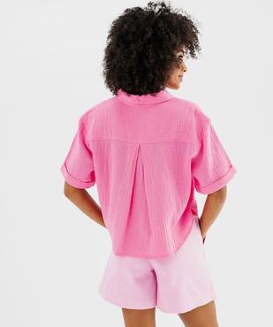 Chemise courte à manches courtes en gaze de coton femme vue3 - GEMO(FEMME PAP) - GEMO