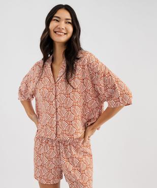 Veste de pyjama fluide courte imprimée femme vue1 - GEMO 4G FEMME - GEMO