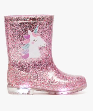 Bottes de pluie fille pailletées à semelle lumineuse motif licorne vue1 - GEMO (ENFANT) - GEMO
