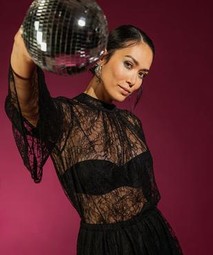Blouse manches longues en dentelle transparente femme vue2 - GEMO(FEMME PAP) - GEMO