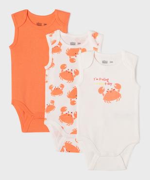 Body sans manches motif crabe bébé (lot de 3) vue1 - GEMO 4G BEBE - GEMO