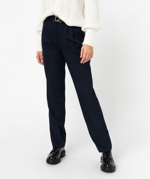 Pantalon en toile avec ceinture à boucle fantaisie femme vue1 - GEMO(FEMME PAP) - GEMO