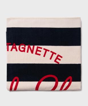 Serviette de plage en éponge à rayures avec inscription - LuluCastagnette vue2 - LULU CASTAGNETT - GEMO