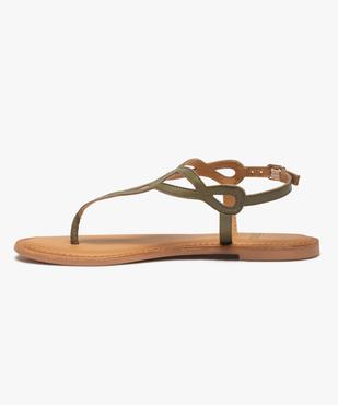 Sandales femme à entre-doigts brides en cuir entrelacées vue3 - GEMO (CASUAL) - GEMO