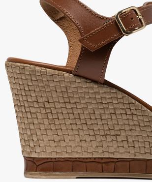 Sandales femme unies à talon compensé et brides croisées vue6 - GEMO(URBAIN) - GEMO