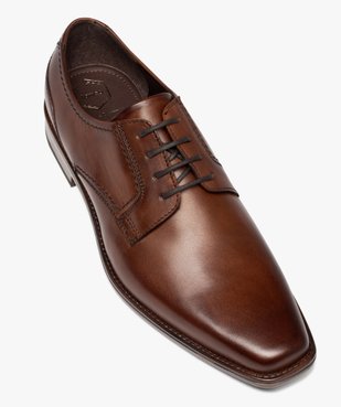 Derbies homme dessus cuir uni à bout carré - Tanéo vue5 - TANEO - GEMO