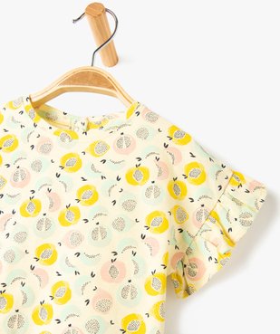 Tee-shirt bébé fille imprimé à manches courtes volantées vue2 - GEMO(BEBE DEBT) - GEMO