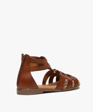 Sandales femme zippées à tige montante en cuir vue4 - GEMO (CASUAL) - GEMO