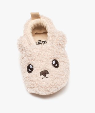 Chaussons bébé garçon en textile sherpa ourson vue5 - GEMO 4G BEBE - GEMO