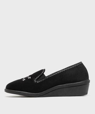 Chaussons enveloppants dessus velours motif fleur femme vue3 - G'FLEX GEMO FOR GOOD - GEMO