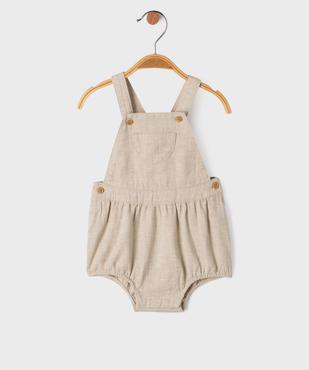 Salopette ultra courte en coton et lin bébé garçon vue1 - GEMO 4G BEBE - GEMO