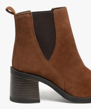 Bottines Chelsea en cuir à talon haut et large femme - Tanoo vue6 - TANEO - GEMO