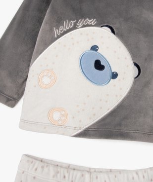 Pyjama en velours deux pièces avec motif ours bébé garçon vue2 - GEMO(BB COUCHE) - GEMO