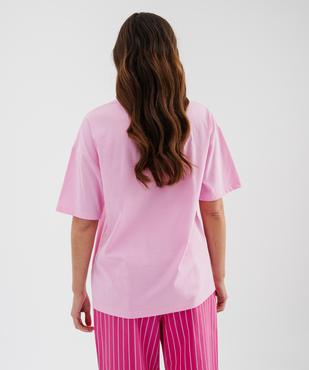 Tee-shirt manches courtes en jersey de coton imprimé femme vue3 - GEMO(FEMME PAP) - GEMO