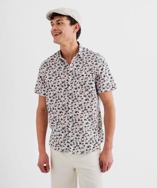Chemise manches courtes en coton imprimé fleuri homme vue4 - GEMO 4G HOMME - GEMO
