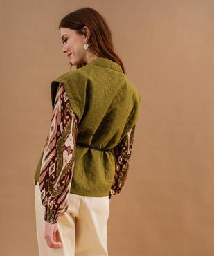 Veste kimono courte sans manches en jacquard femme vue3 - GEMO(FEMME PAP) - GEMO