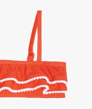 Maillot de bain fille 2 pièces à volants et pompons vue2 - GEMO (ENFANT) - GEMO