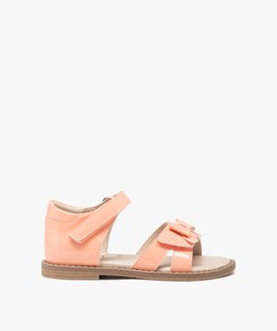 Sandales filles unies avec brides vernies scratch et noeud fantaisie vue1 - GEMO (ENFANT) - GEMO