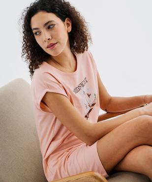 Chemise de nuit à manches courtes avec motif femme vue1 - GEMO 4G FEMME - GEMO