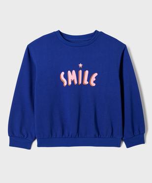 Sweat ample avec inscription poitrine fille vue1 - GEMO 4G FILLE - GEMO