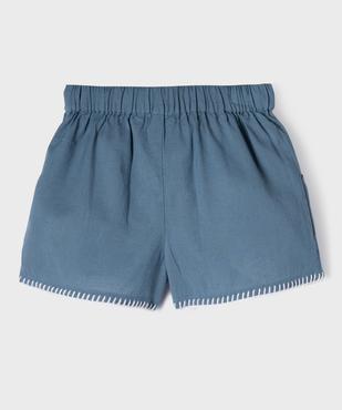 Short large en coton et lin fille vue3 - GEMO (ENFANT) - GEMO